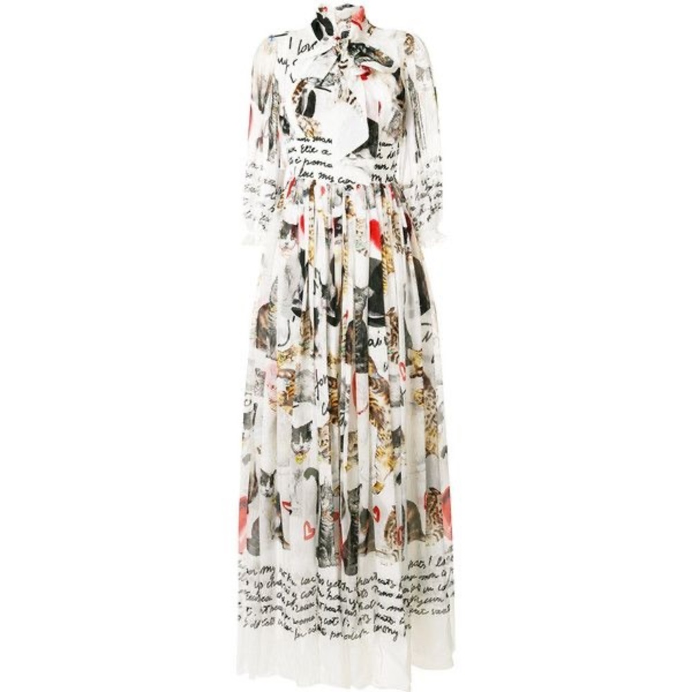 ISO Dolce & Gabbana cat dress gown chiffon tie